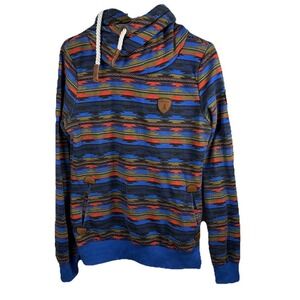 Wanakome Hoodie Southwest Aztec Navajo Women M Geometric Cowl Neck Pullover Boho
